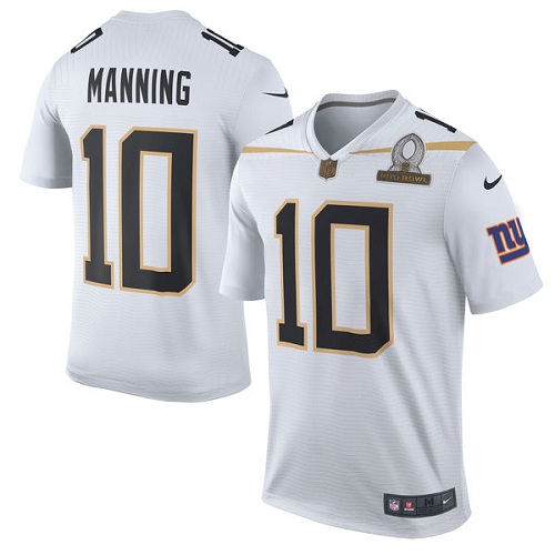Men's Elite Eli Manning Nike Jersey White - #10 Team Rice 2016 Pro Bowl NFL New York Giants